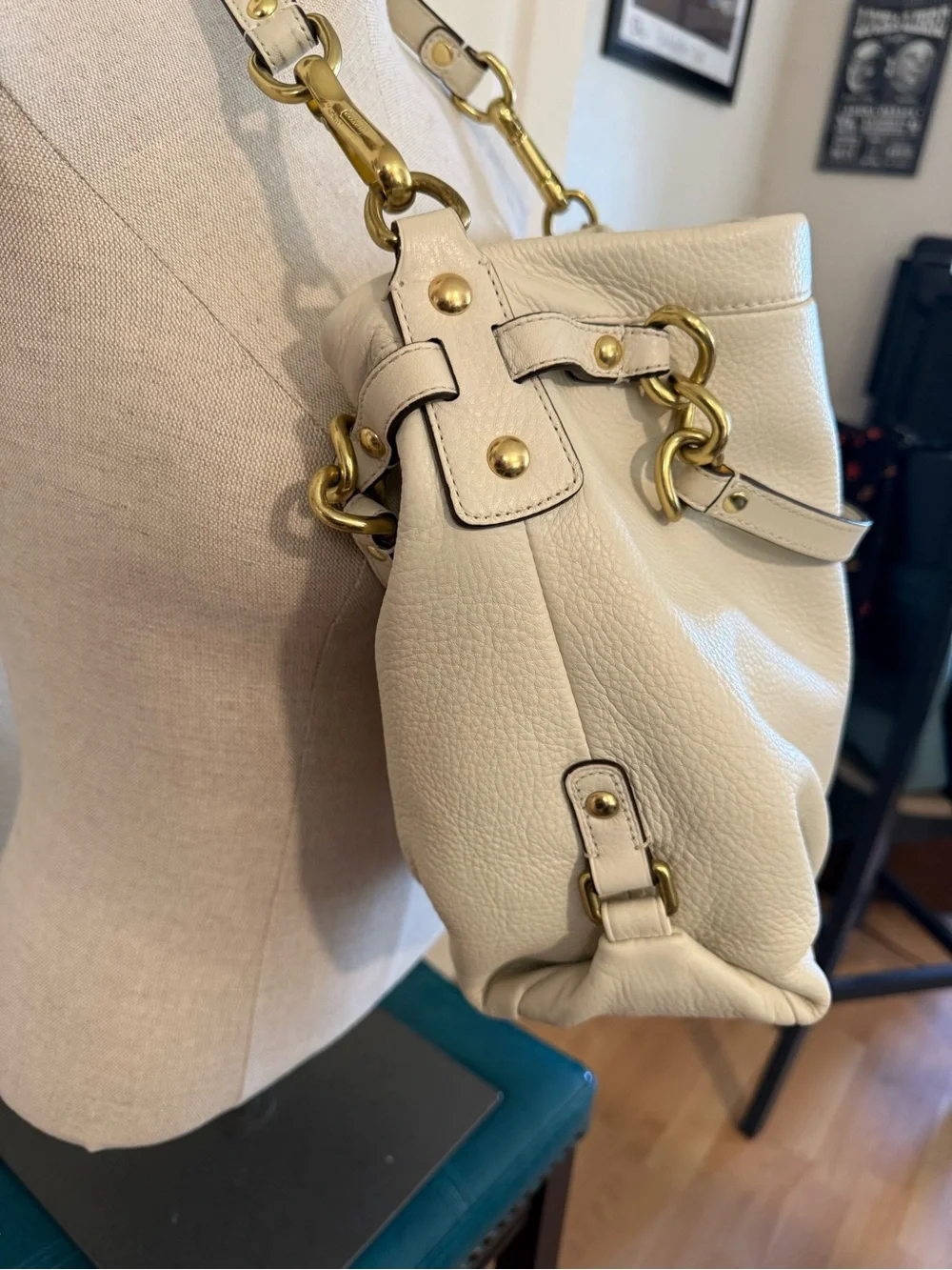 Coach Brooke Leather Hobo with Gold Hardware | Ivory